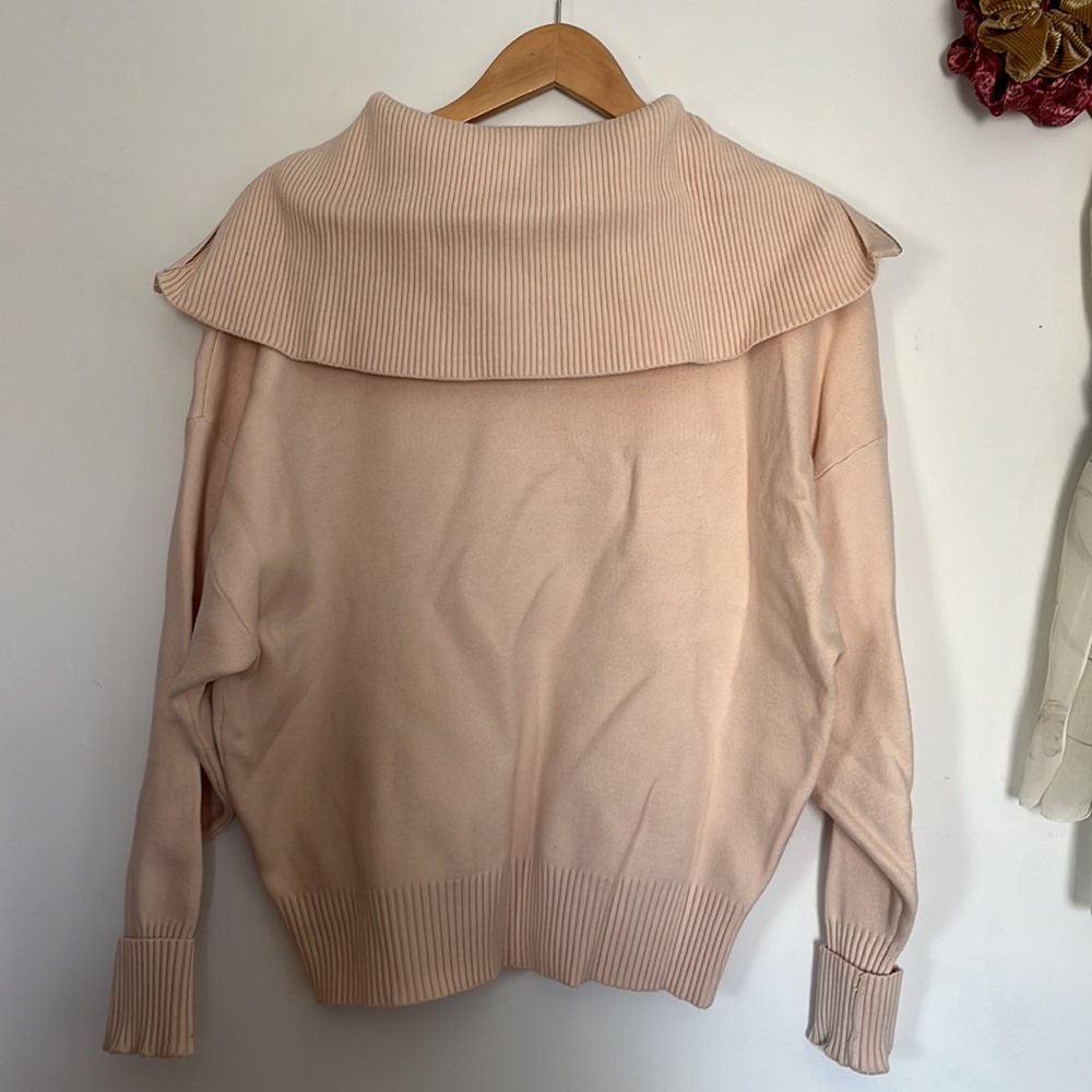 Zara Cream Zip-Front Cowl Sweater - Picture 4 of 4